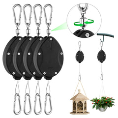 FYRVEXENZI 4 Pack Heavy Duty Plant Pulley, black with retractable wire