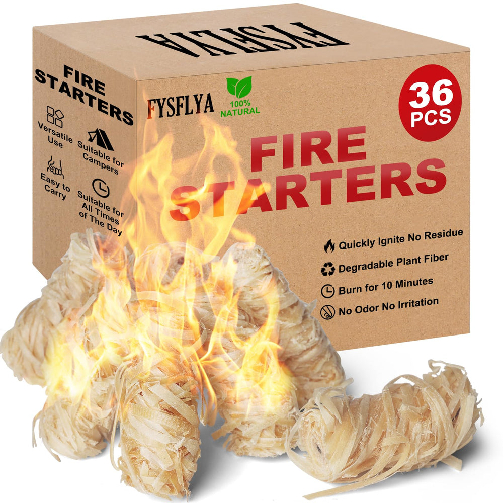 FYSFLYA 36pcs Compact Fire Starters in wood packaging
