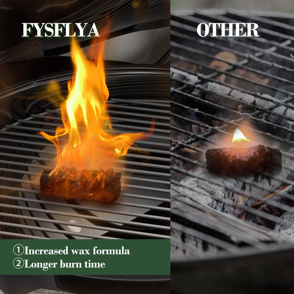 FYSFLYA fire starters displayed in a camping setup