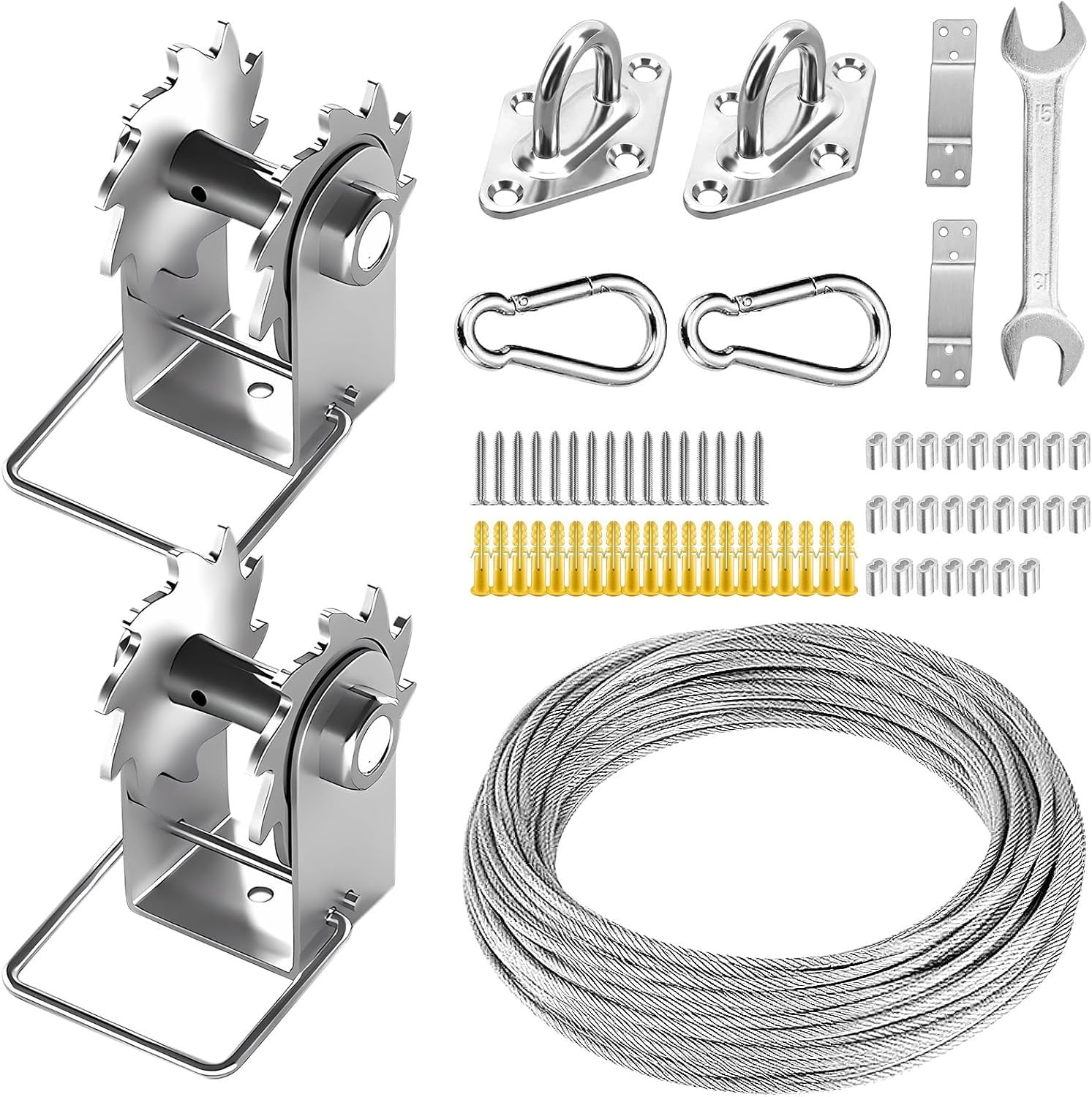 FZENeast Shade Sail Hardware Kit components including winches and ropes