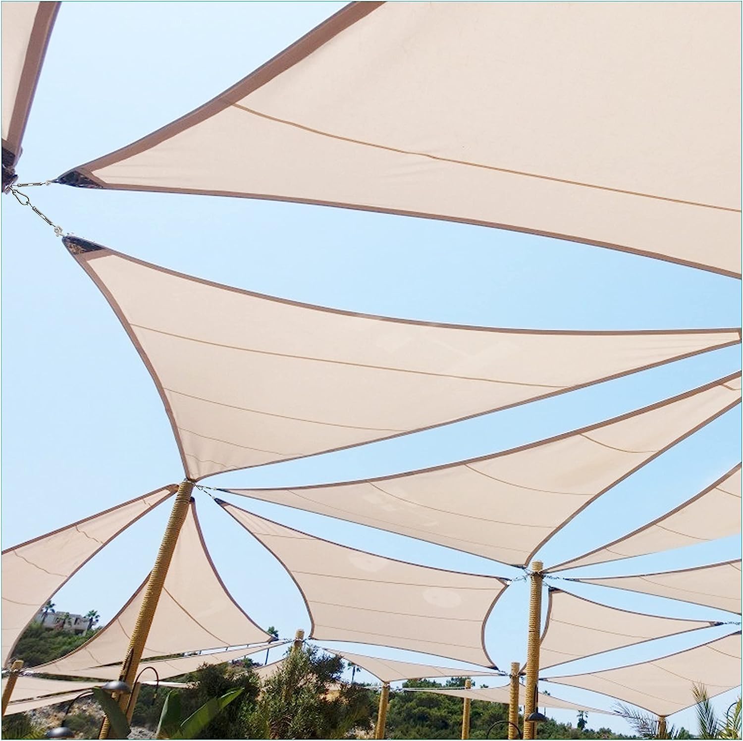 FZENeast Shade Sail Hardware Kit in outdoor garden setting