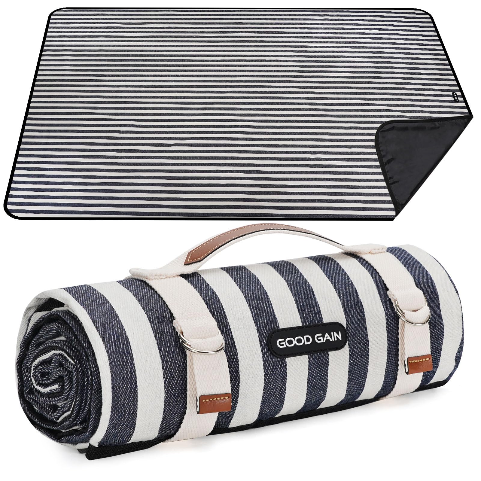 G GOOD GAIN Extra Large Picnic Blanket Aegean Blue front view