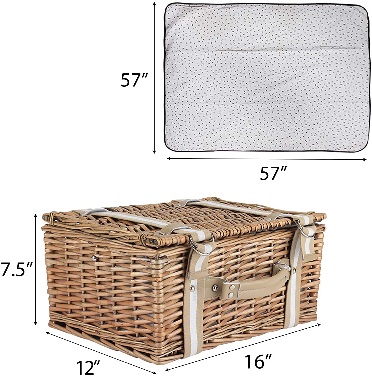 G GOOD GAIN picnic basket open showing utensils and plates