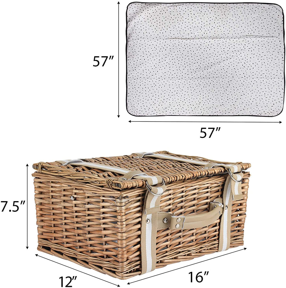 G GOOD GAIN picnic basket open showing utensils and plates