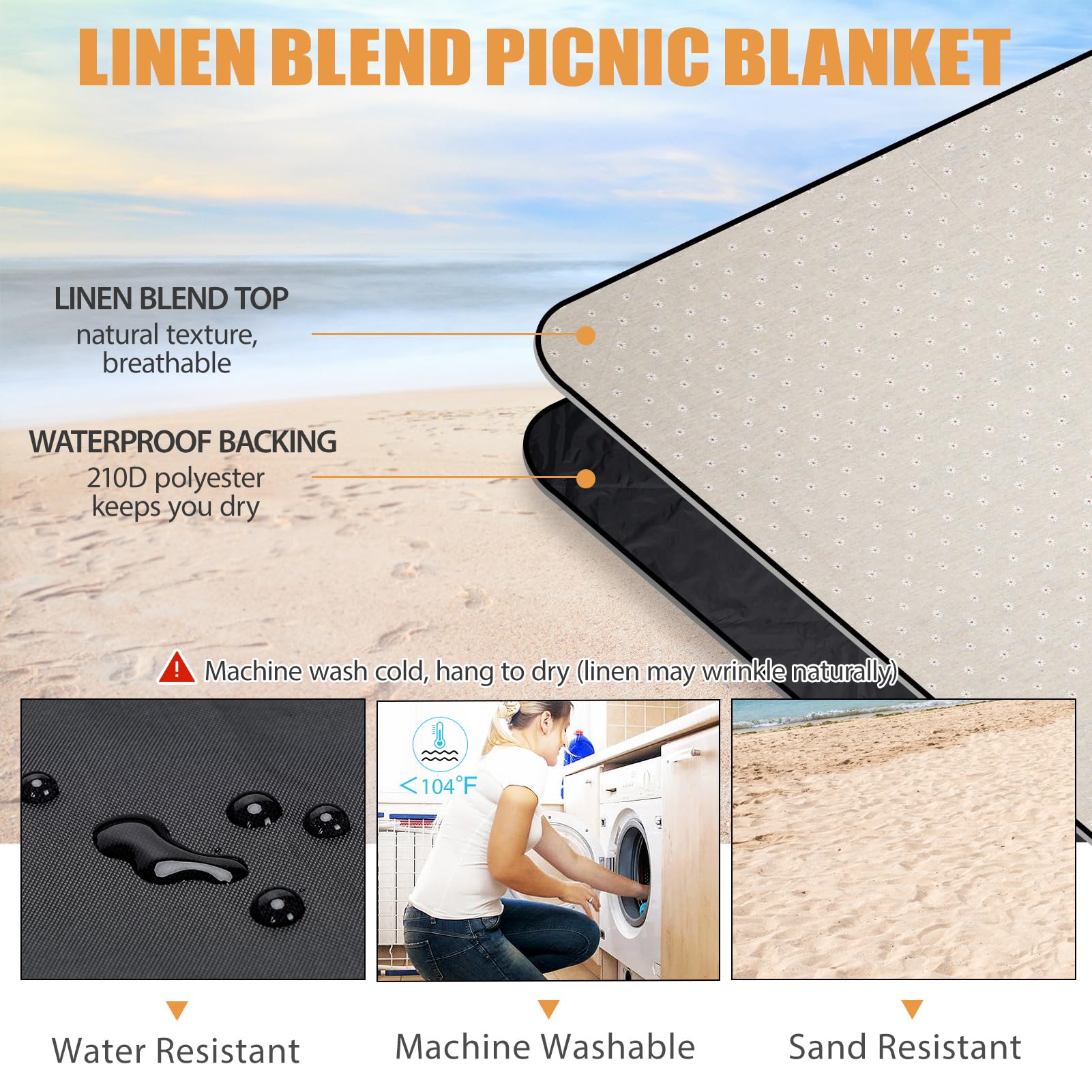 G GOOD GAIN Picnic Blanket beach scene