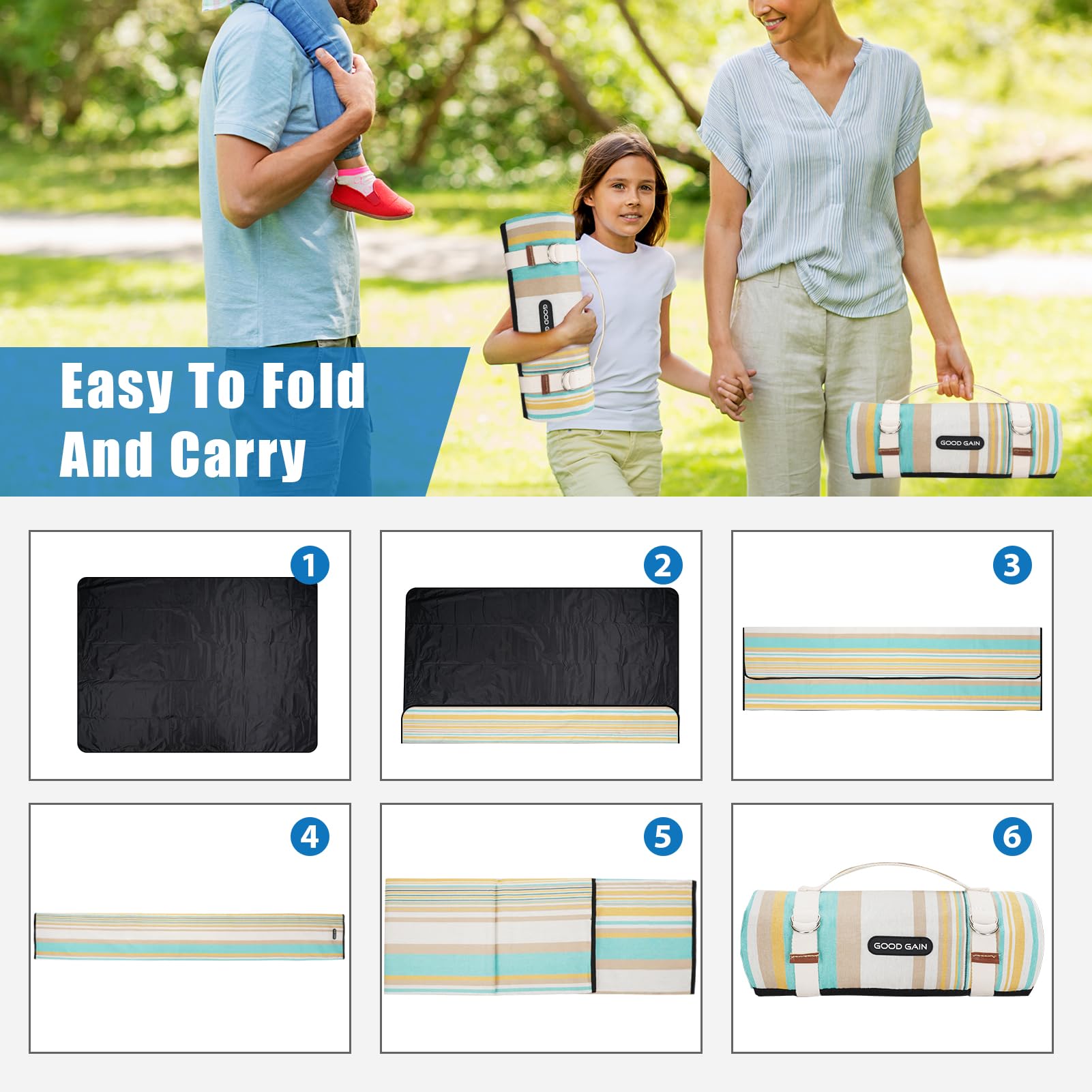 G GOOD GAIN Picnic Blanket dimensions 4'9" x 6'6"