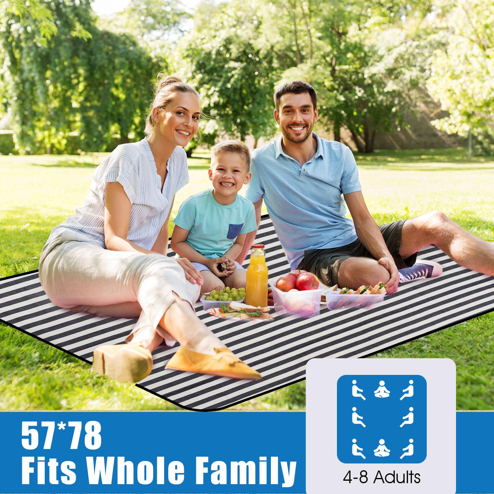 G GOOD GAIN picnic blanket folded compactly with carry strap