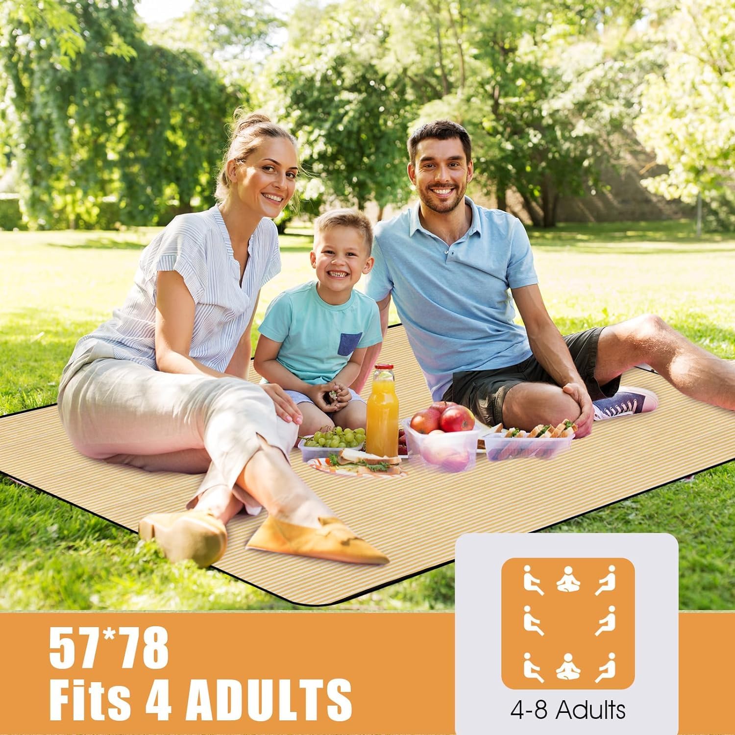 G GOOD GAIN Picnic Blanket folded with carry strap
