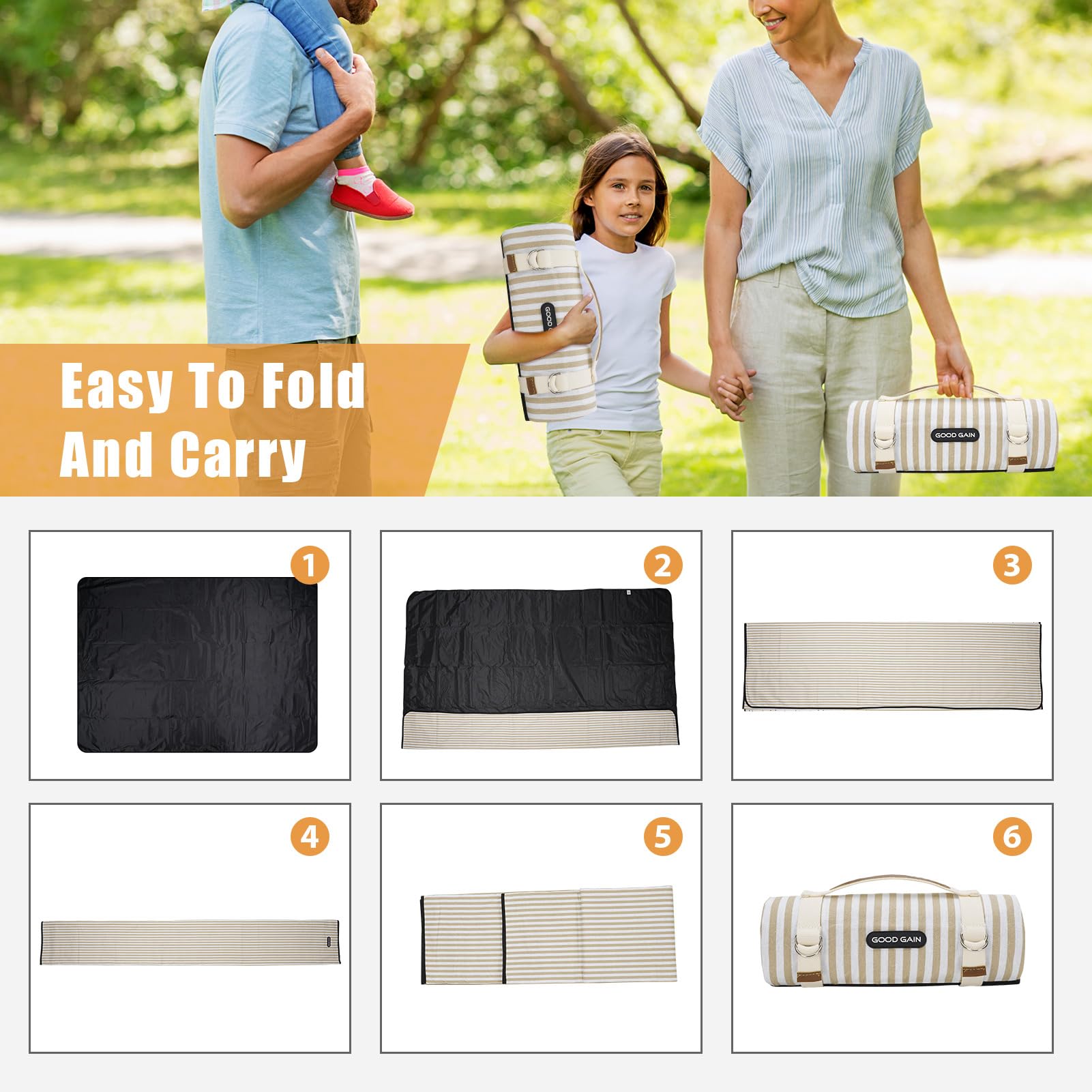 G GOOD GAIN Picnic Blanket lightweight and portable