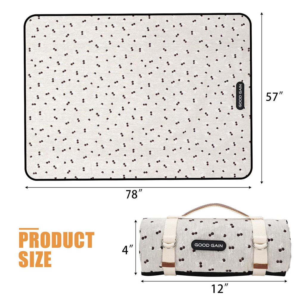 G GOOD GAIN picnic blanket on the ground with picnic items