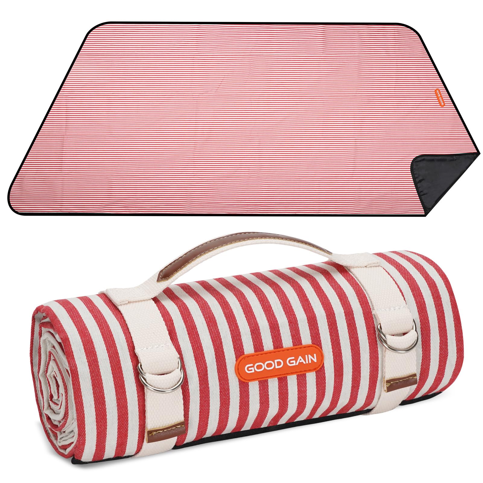 G GOOD GAIN Picnic Blanket red large unfolded view