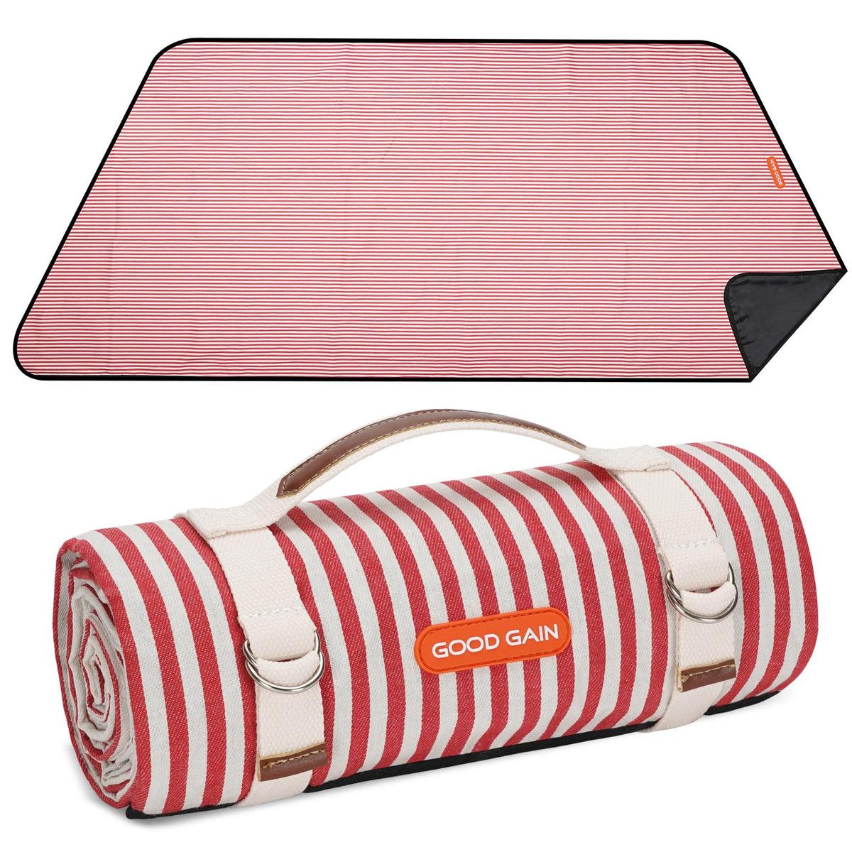 G GOOD GAIN Picnic Blanket red large unfolded view