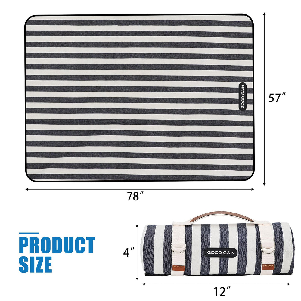 G GOOD GAIN picnic blanket showing waterproof backing material