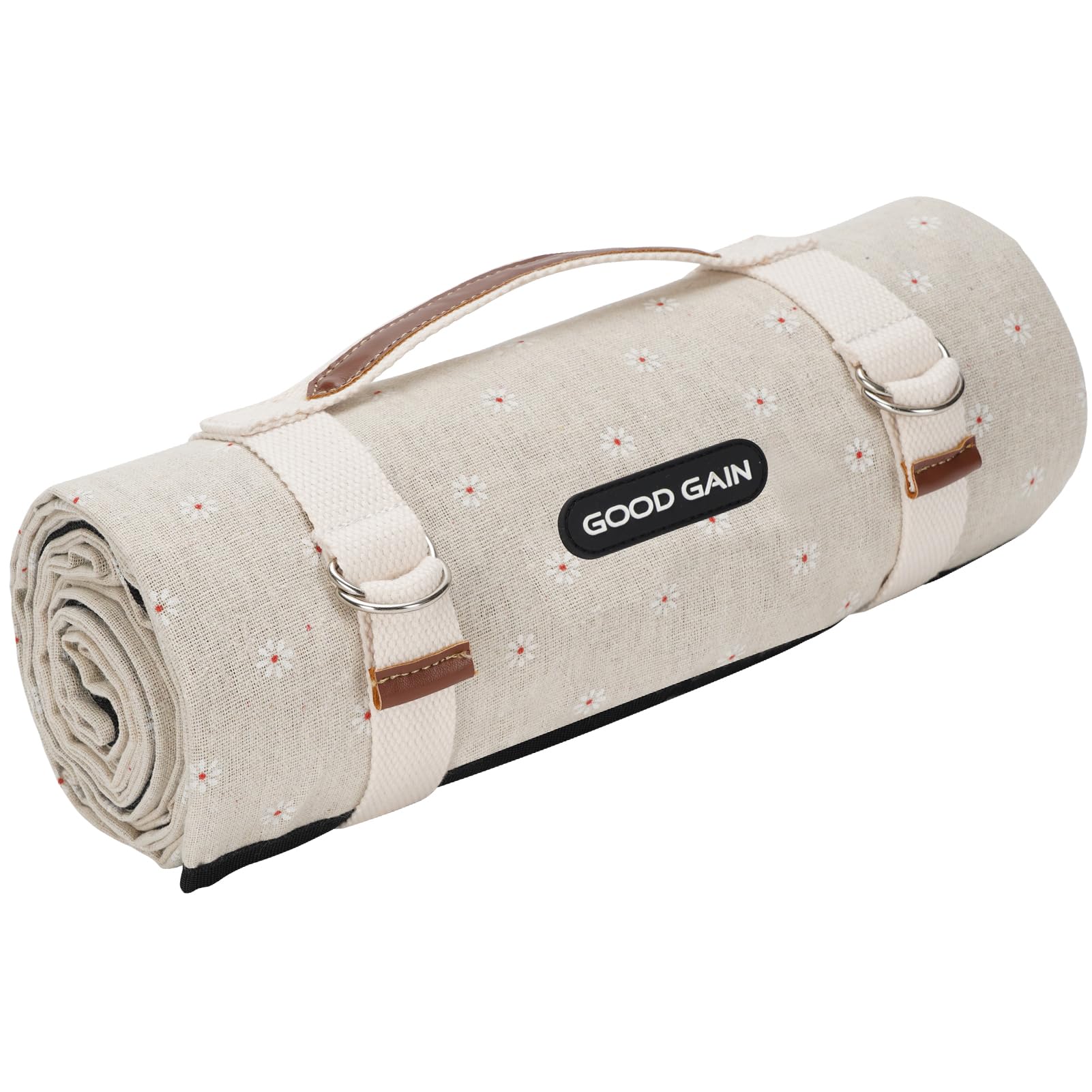 G GOOD GAIN Picnic Blanket White Flower front view