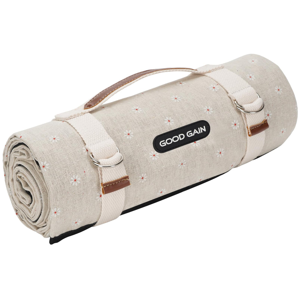 G GOOD GAIN Picnic Blanket White Flower front view