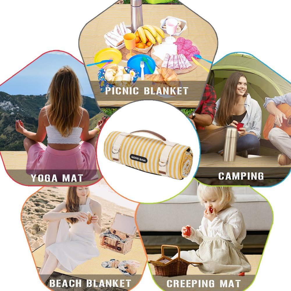 G GOOD GAIN Picnic Blanket with detailed view of fabric