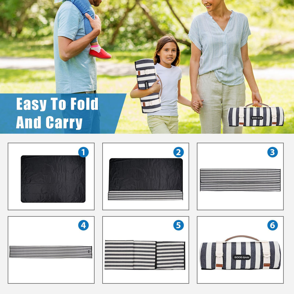 G GOOD GAIN picnic blanket with family enjoying a picnic