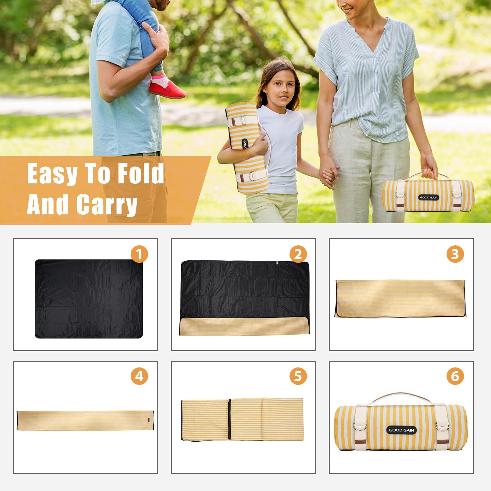 G GOOD GAIN Picnic Blanket with family enjoying outdoors