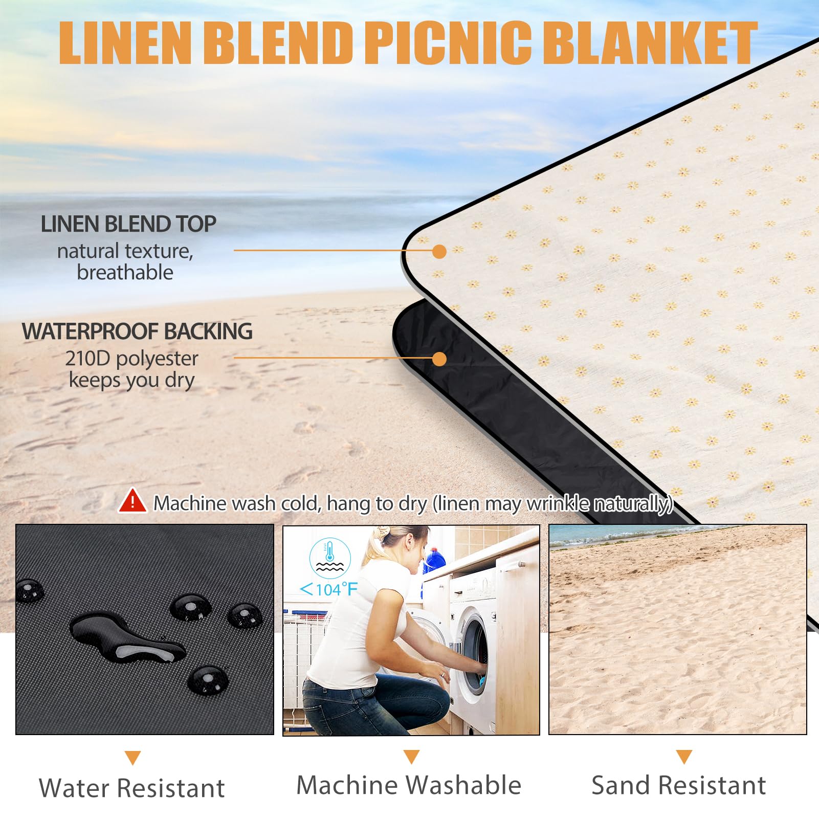 G GOOD GAIN Picnic Outdoor Blanket with family at the park