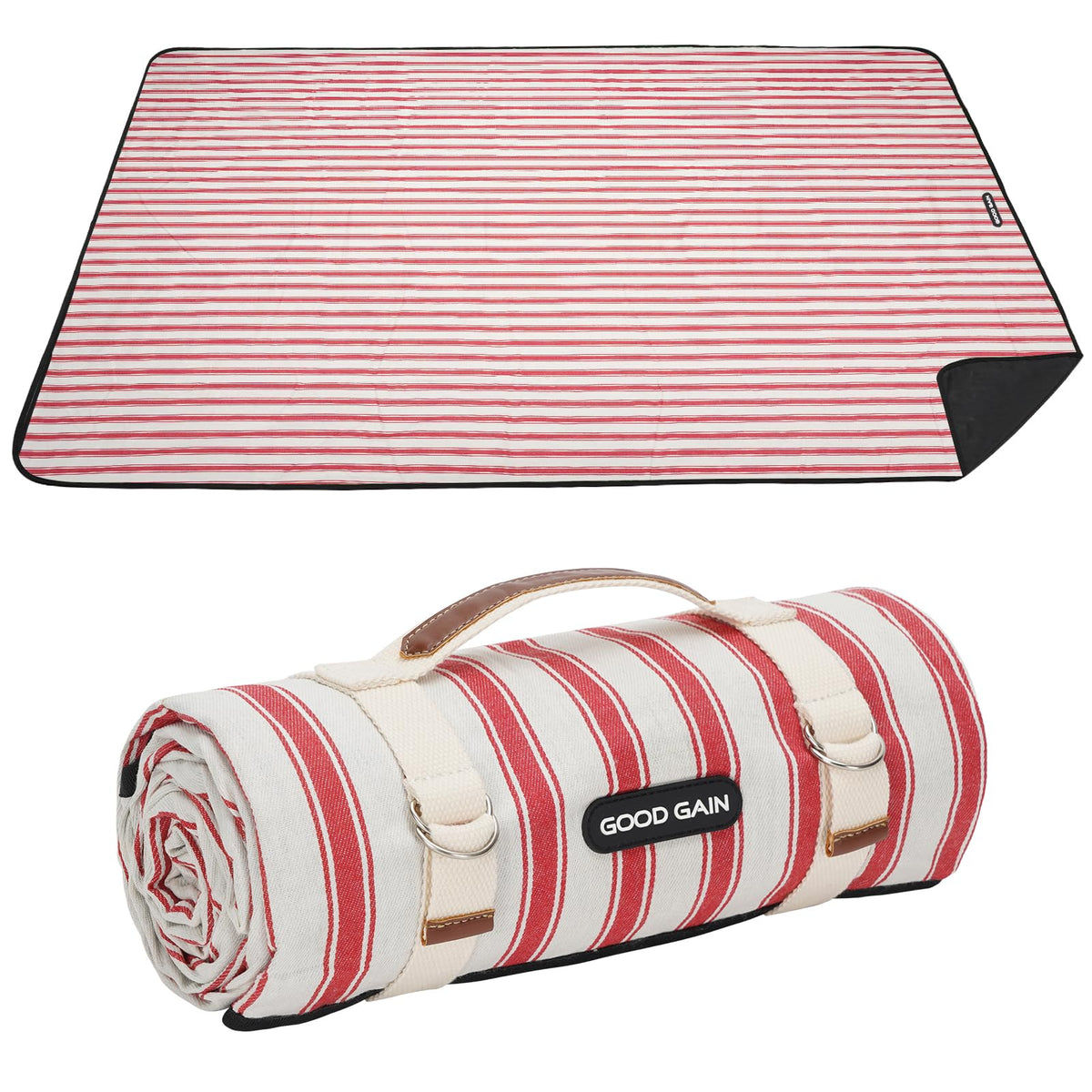 G GOOD GAIN Waterproof Picnic Blanket Apple Red front view