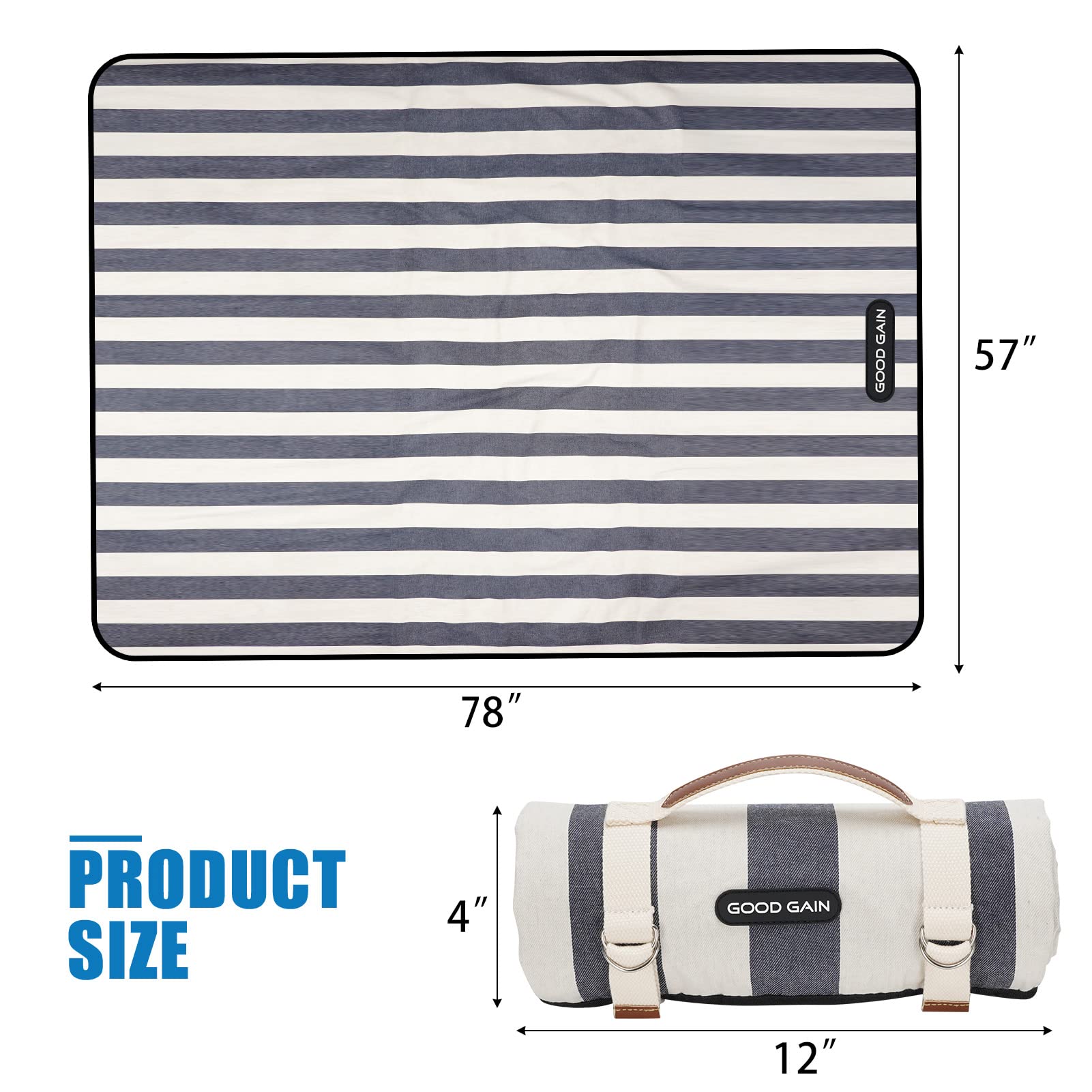 G GOOD GAIN Waterproof Picnic Blanket at the beach