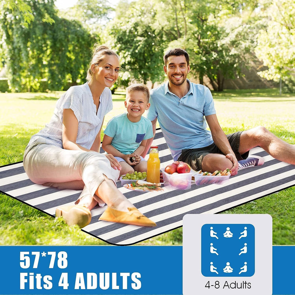 G GOOD GAIN Waterproof Picnic Blanket folded with straps