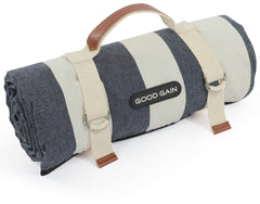 G GOOD GAIN Waterproof Picnic Blanket unfolded view in Denim Blue