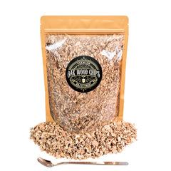 G & J's Finest Oak Wood Chips 5oz bag with spoon