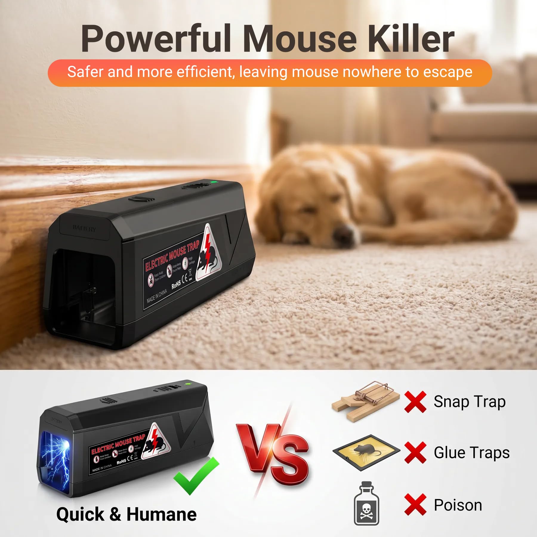 G-Jyuncyou Electric Mouse Trap Zapper in a kitchen setting