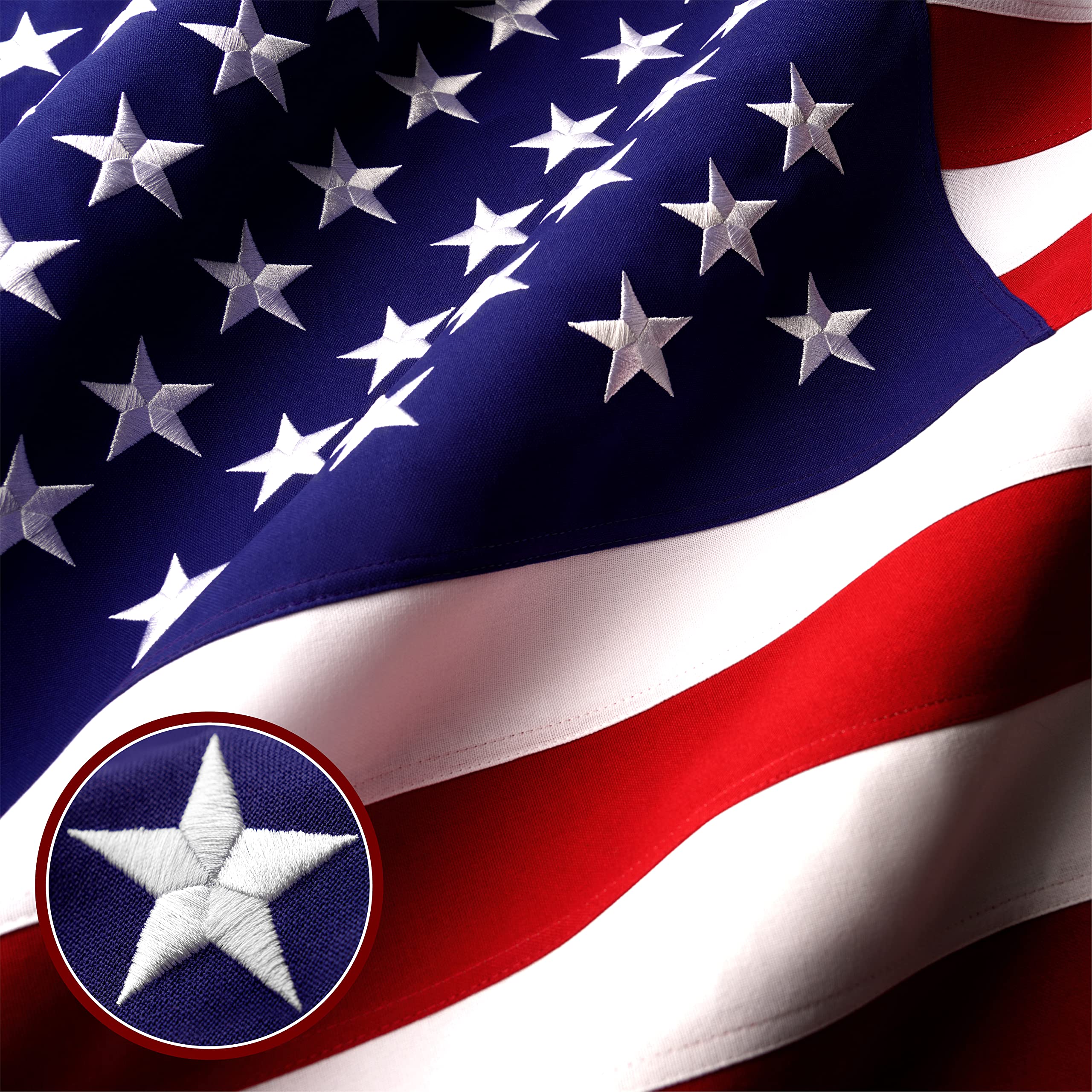 G128 American Flag 10x15 Ft front view with embroidered stars
