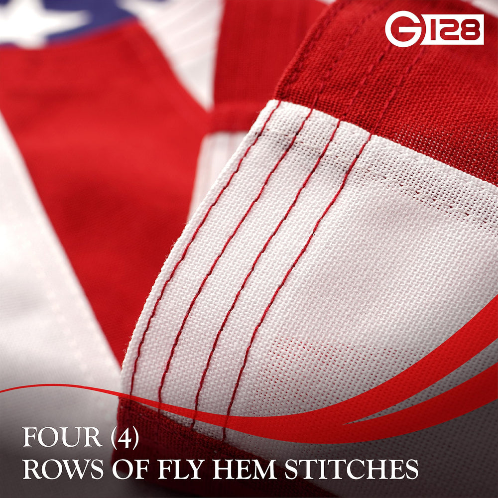 G128 American Flag 5x8 Ft close-up of fabric texture