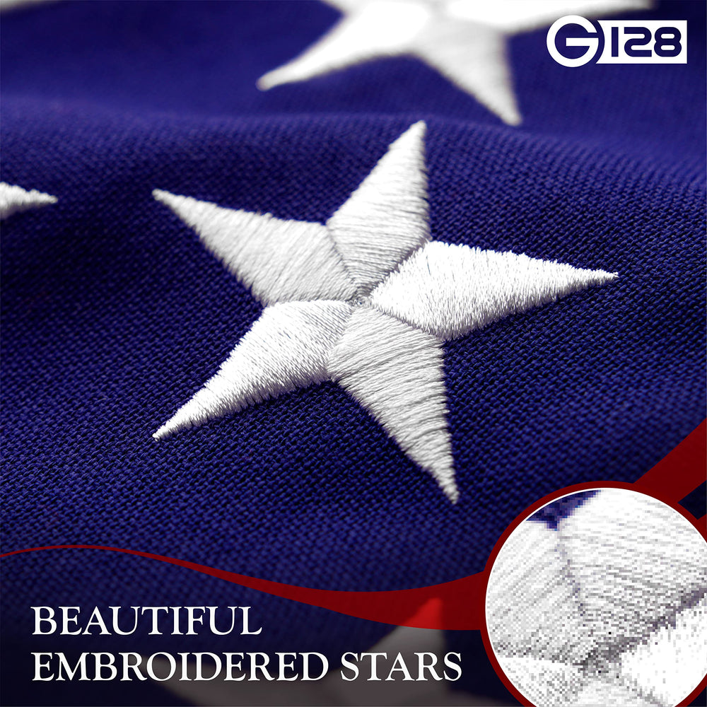 G128 American Flag 8x12 Ft side view showing sewn stripes