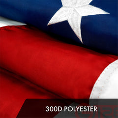 G128 American USA Flag 6x10 FT close-up of brass grommets