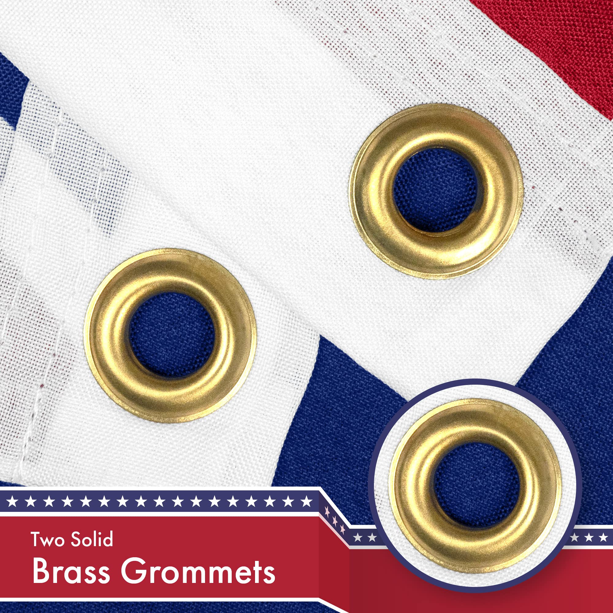 G128 Hawaii Flag showing brass grommets and stitching details