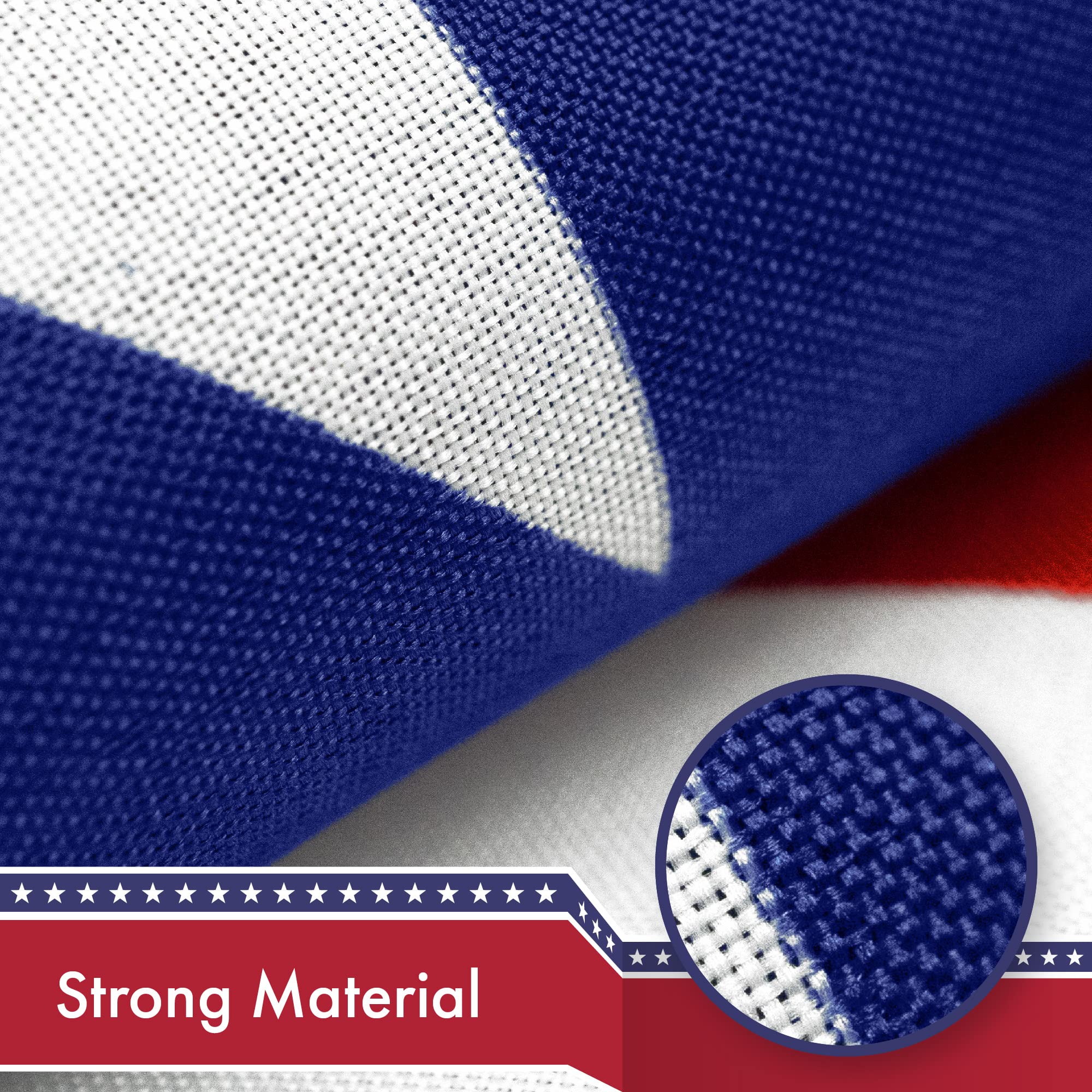 G128 Puerto Rico Flag with double-needle lockstitch edges