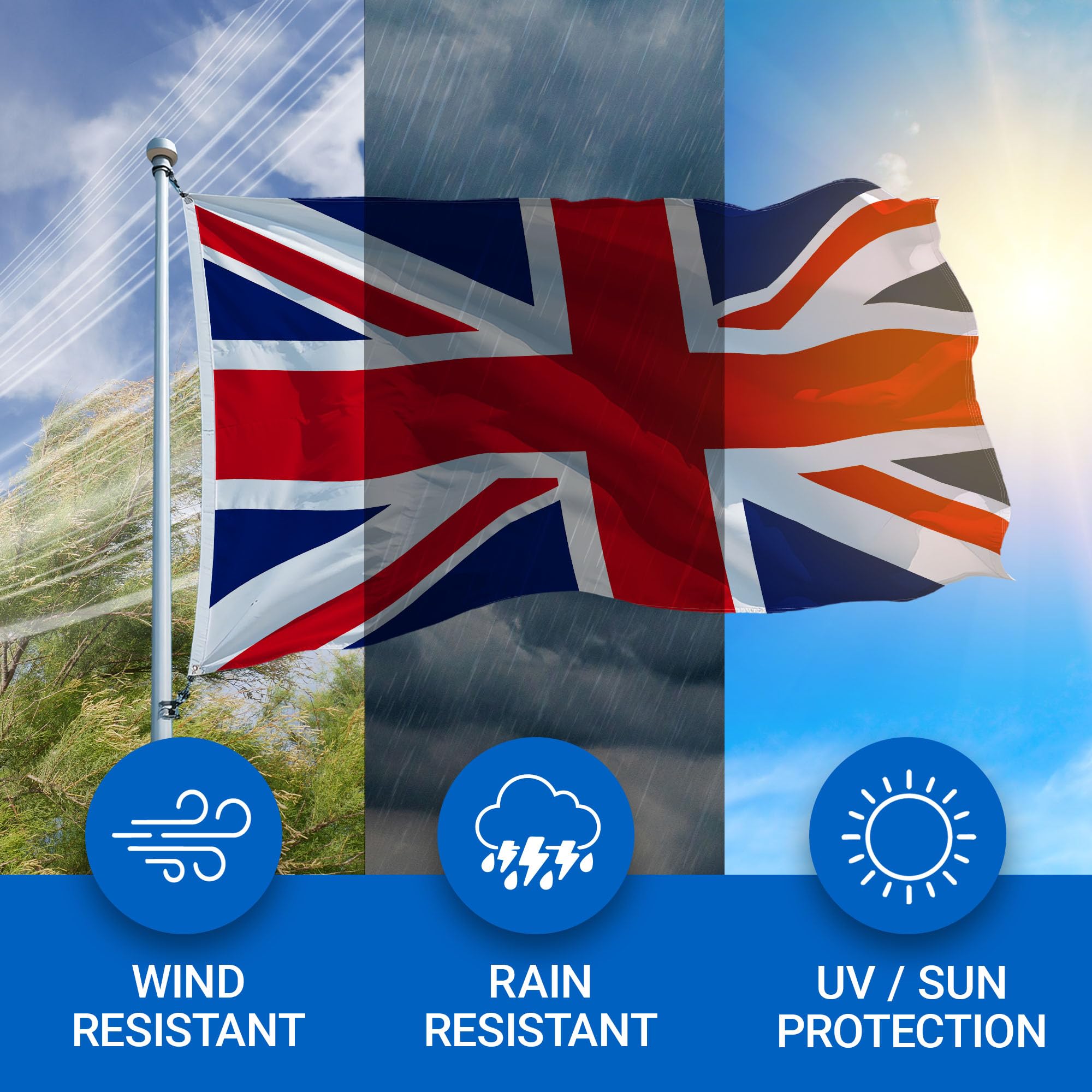 G128 United Kingdom Flag on a flagpole