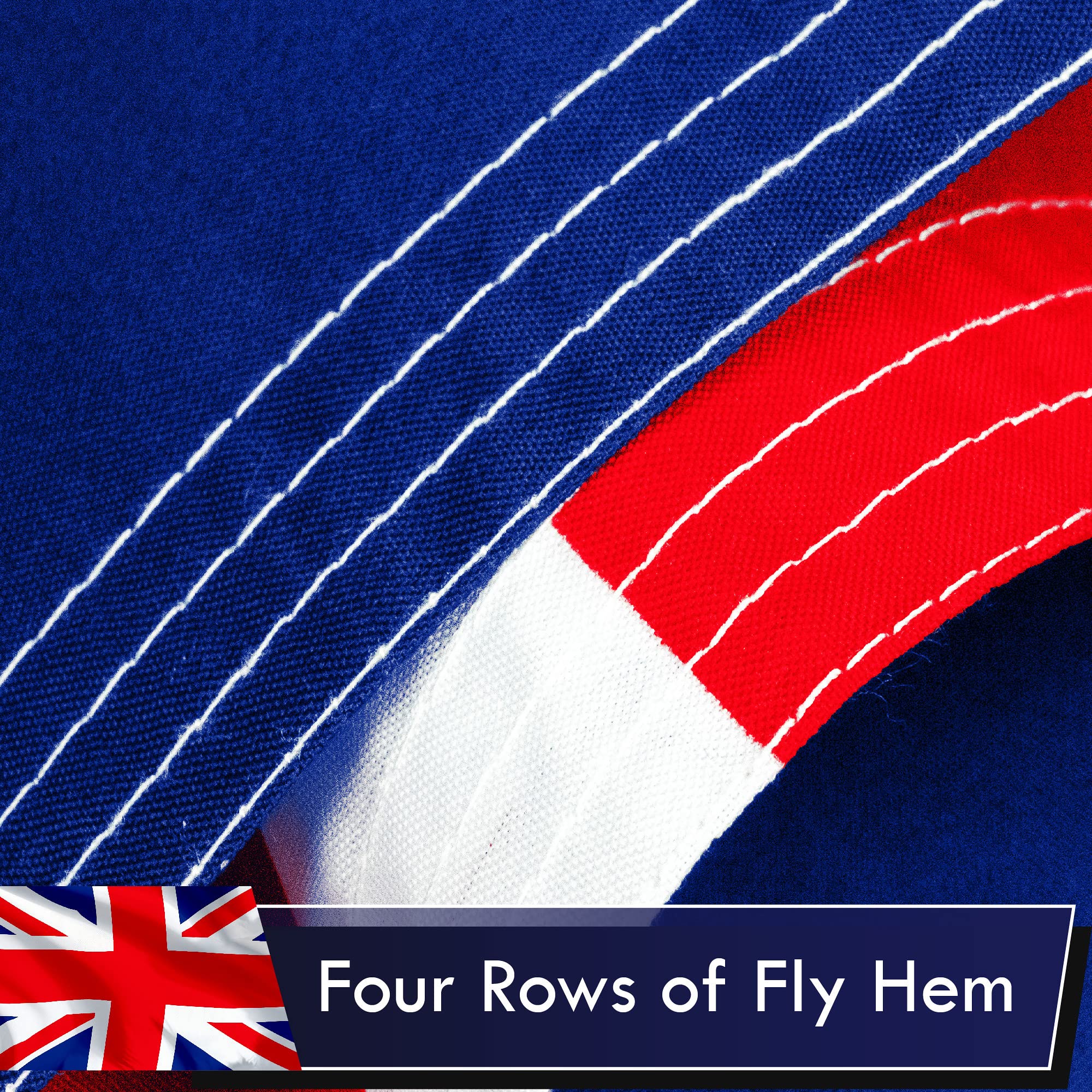 G128 United Kingdom Flag showing double-needle lockstitch edges