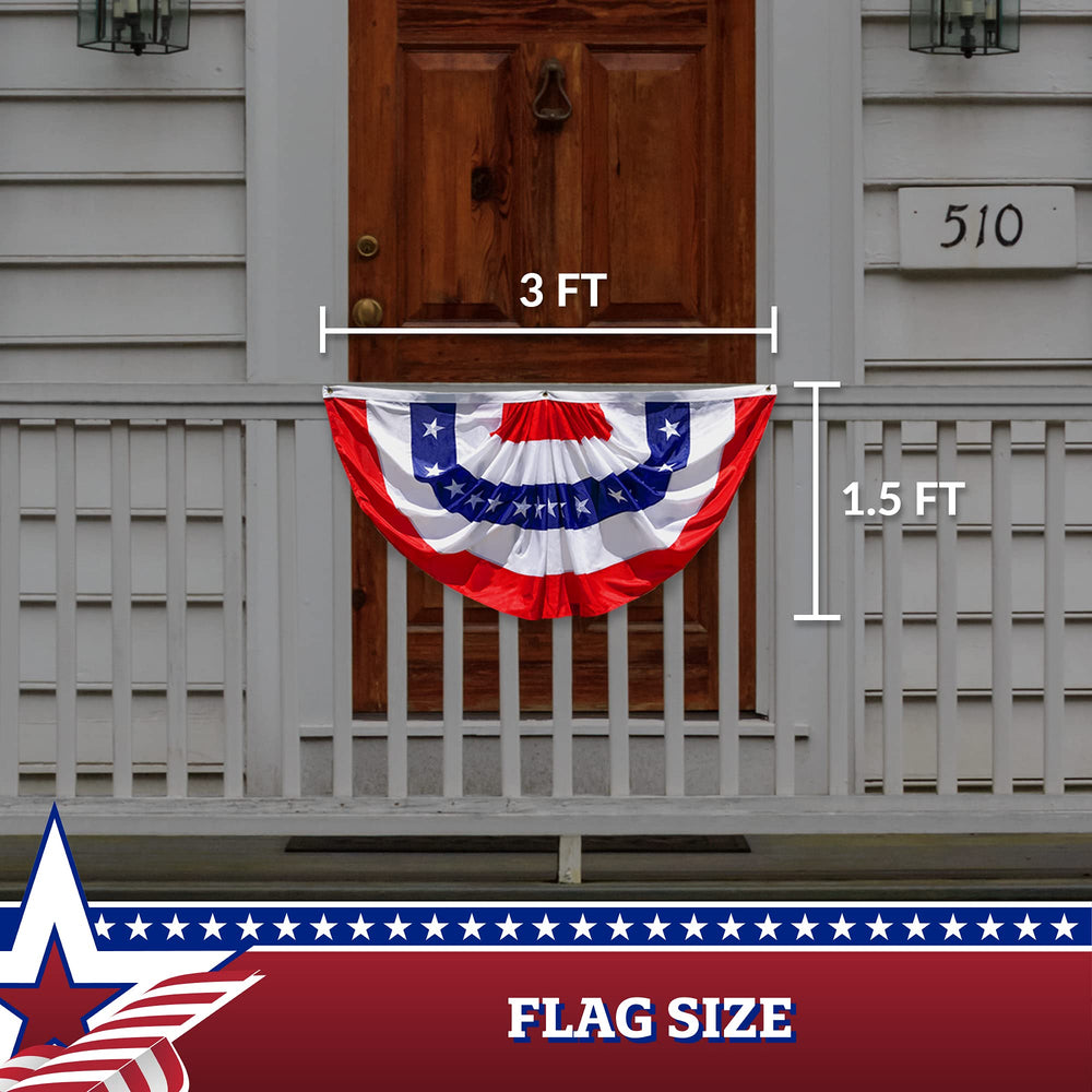 G128 USA Pleated Fan Flag packaging front view