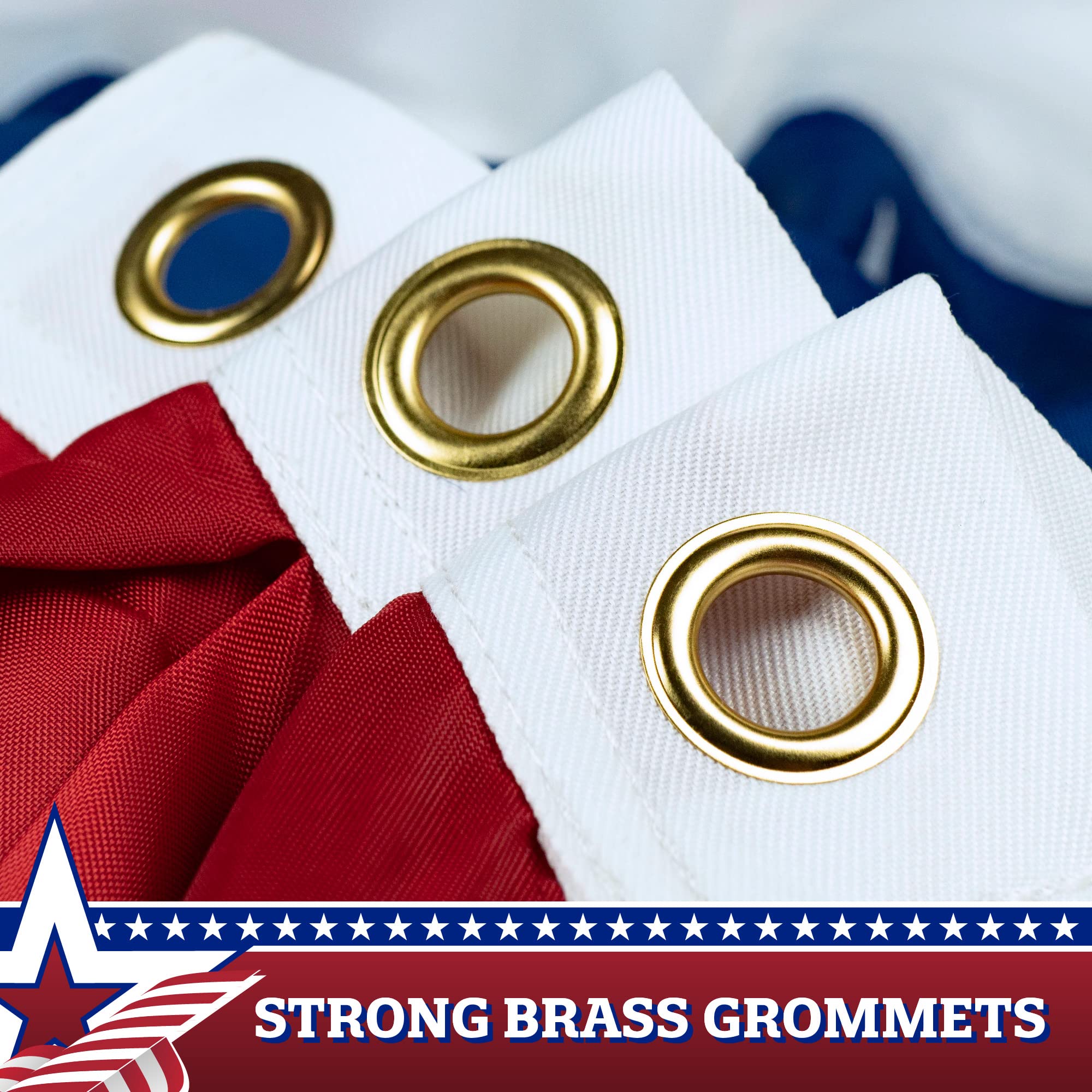G128 USA Pleated Fan Flag showing embroidered stars and sewn stripes