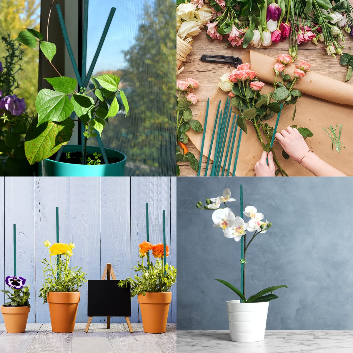 GAGINANG Bamboo Plant Stakes displayed with floral arrangements