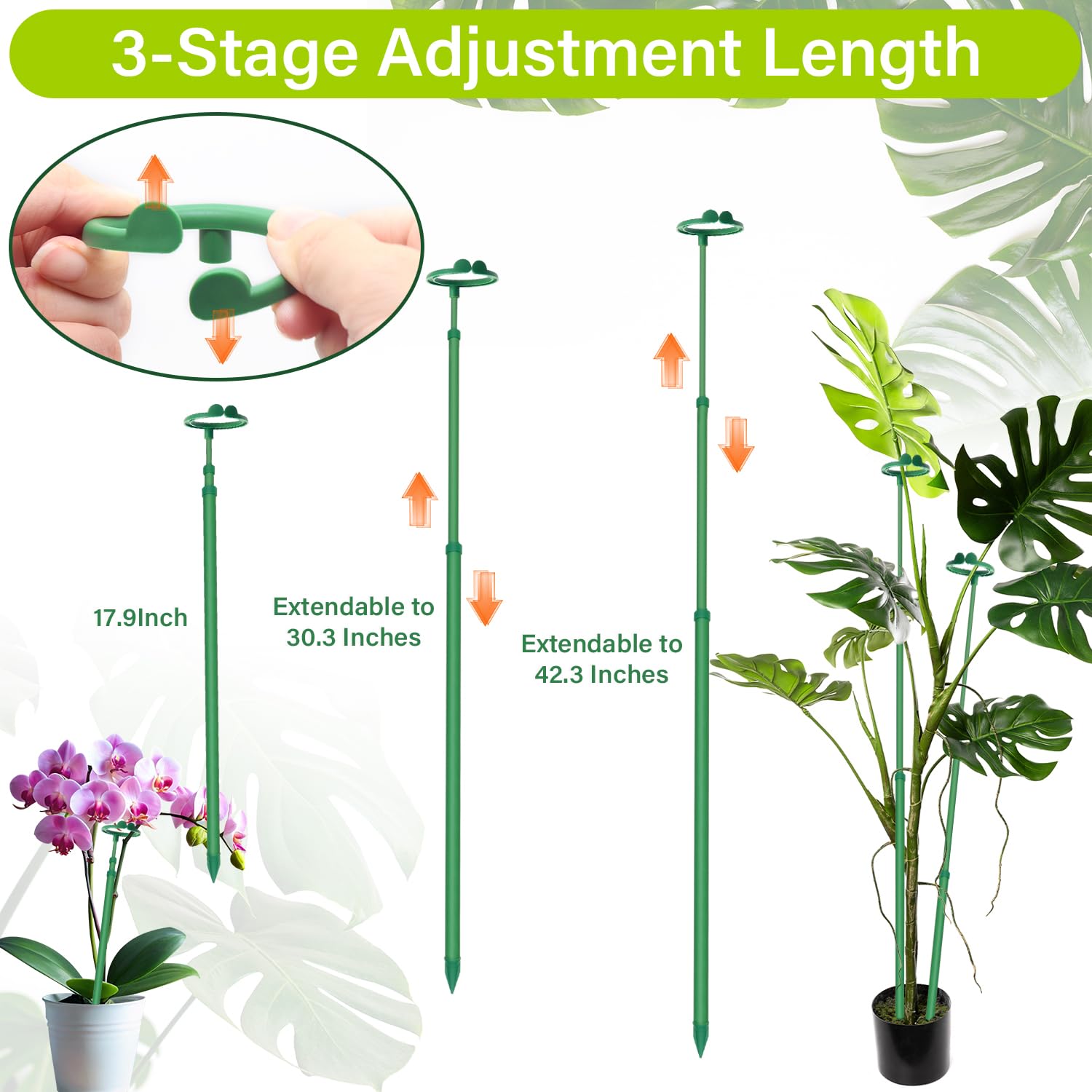 GAGINANG Extendable Plant Stakes shown in an outdoor garden setting