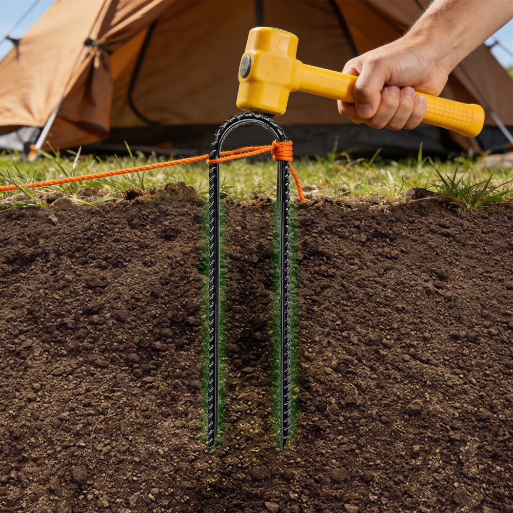 gaildon heavy duty rebar stake beside a garden decoration