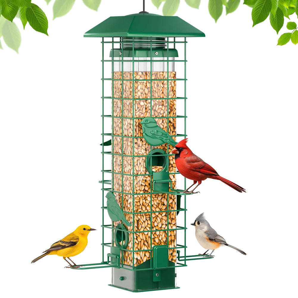 GAINSEN Squirrel Proof Bird Feeder green model front view