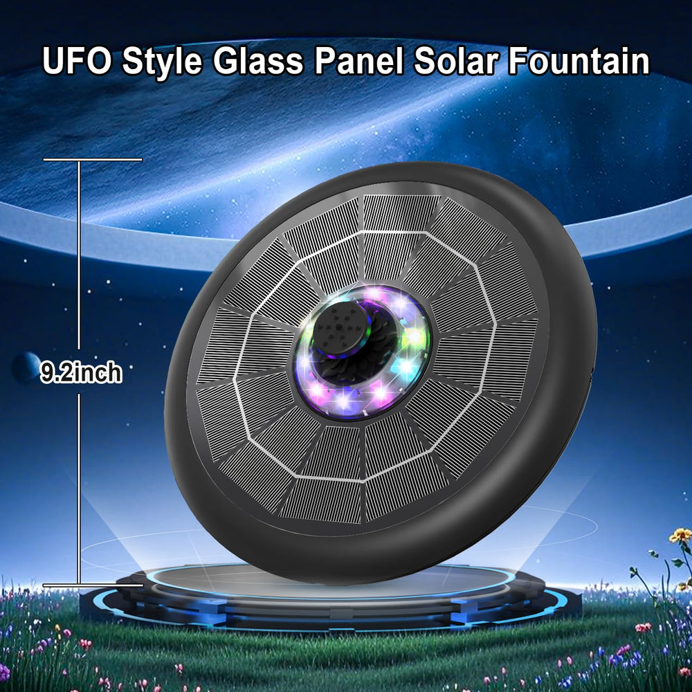 GAIZERL Solar Fountain showcasing interchangeable spray nozzles