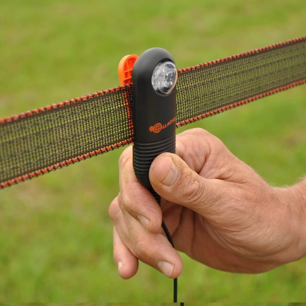 Gallagher Live Fence Indicator dimensions on a measuring tape