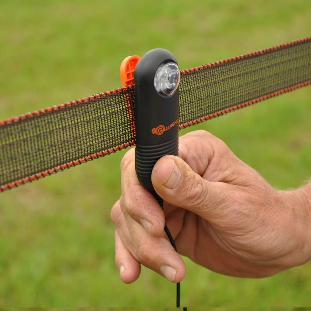 Gallagher Live Fence Indicator dimensions on a measuring tape