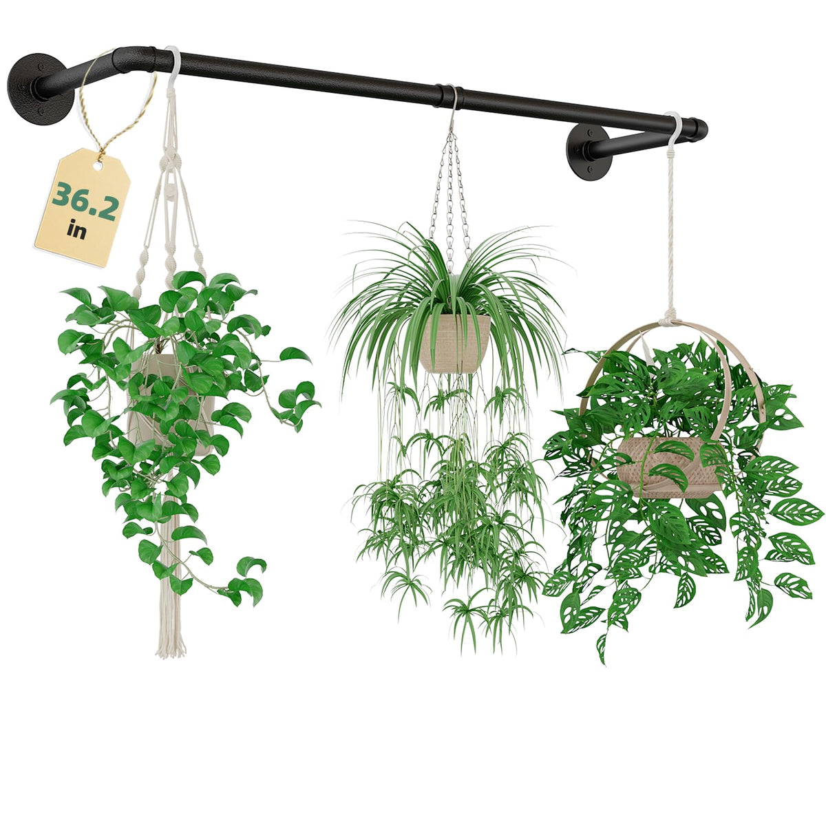 Galood Plant Hanger metal rod front view, black finish