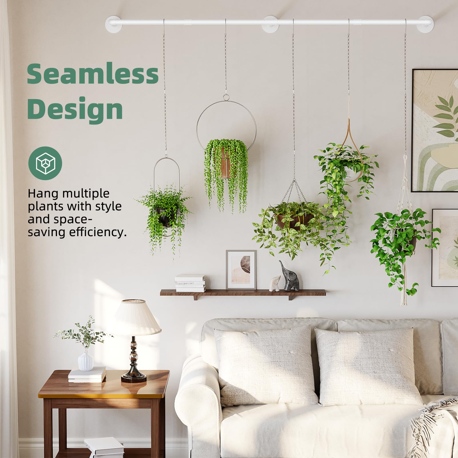 Galood Plant Hanger with 6 chains displaying multiple plants