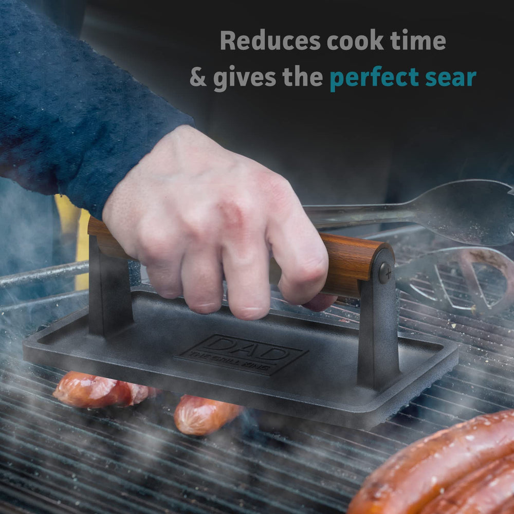 GALVANOX Cast Iron Grill Press in gift box presentation