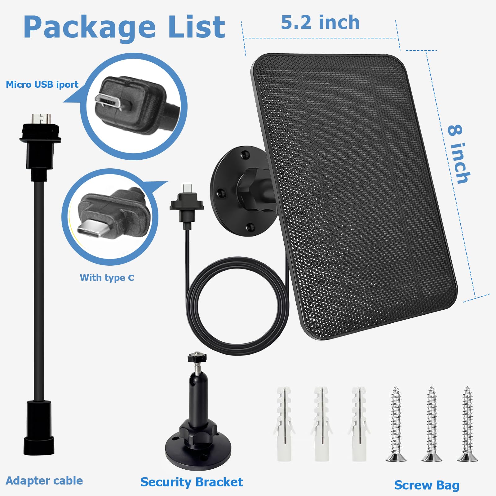 Ganjiuxingl Solar Panel for Blink Camera 4W Waterproof Charger
